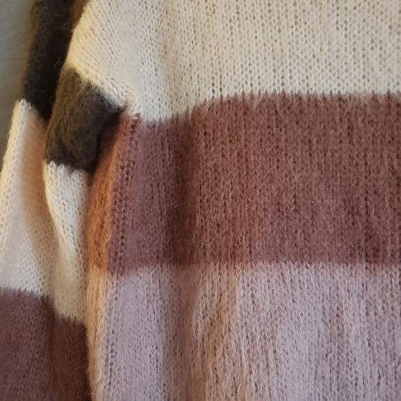 Simons brand mohair striped sweater. Neutrals. Like new, no pill balling. Warm. - Picture 5 of 6